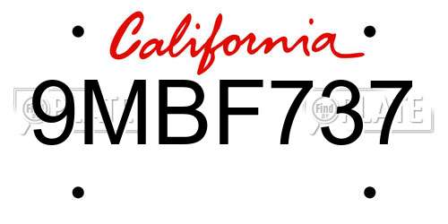 9MBF737 California License Plate