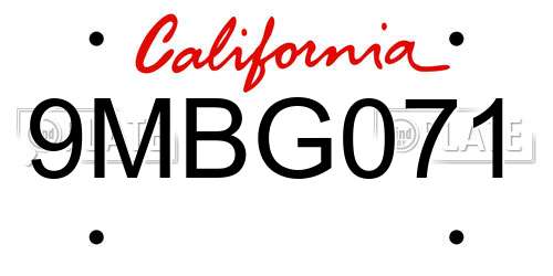 9MBG071 California License Plate
