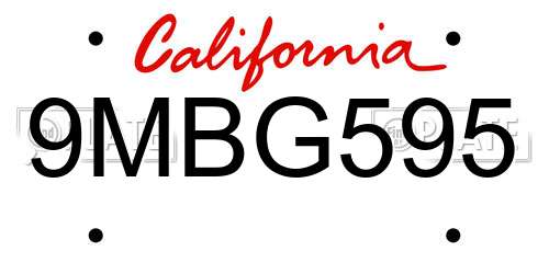 9MBG595 California License Plate