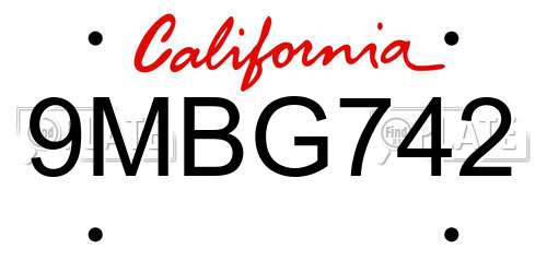 9MBG742 California License Plate