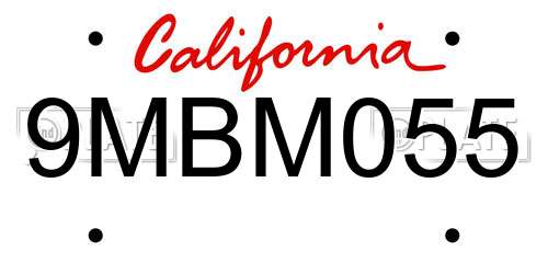 9MBM055 California License Plate