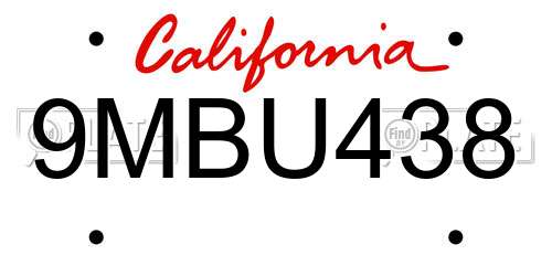 9MBU438 California License Plate