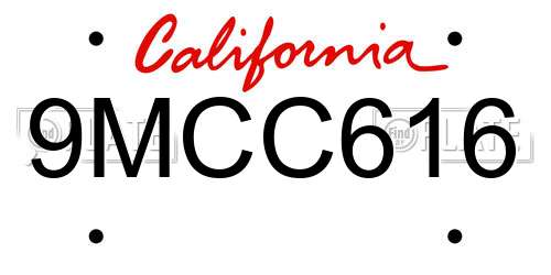 9MCC616 California License Plate