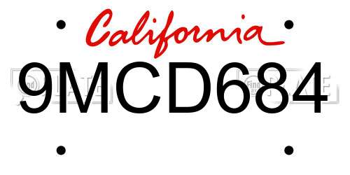 9MCD684 California License Plate