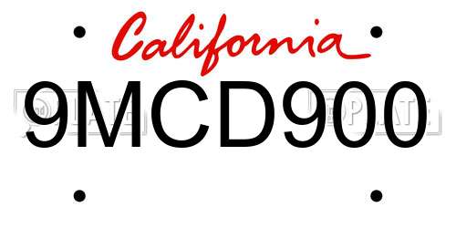 9MCD900 California License Plate