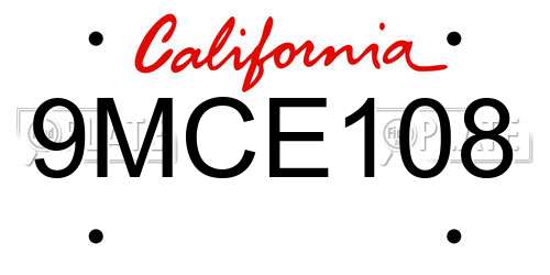 9MCE108 California License Plate
