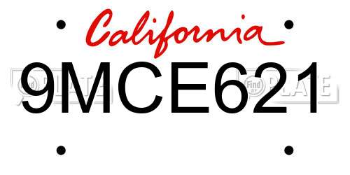 9MCE621 California License Plate