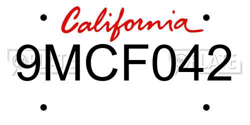 9MCF042 California License Plate