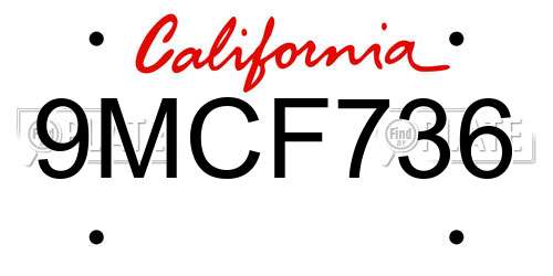 9MCF736 California License Plate