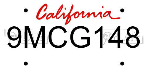 9MCG148 California License Plate