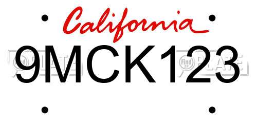 9MCK123 California License Plate