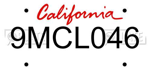 9MCL046 California License Plate