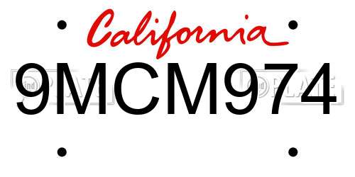 9MCM974 California License Plate