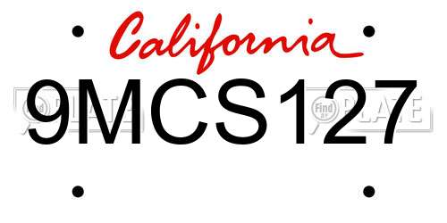 9MCS127 California License Plate