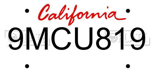 9MCU819 California License Plate