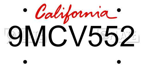 9MCV552 California License Plate