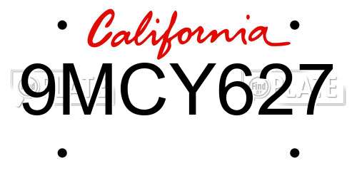 9MCY627 California License Plate