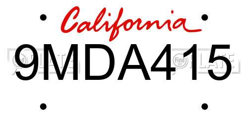 9MDA415 California License Plate