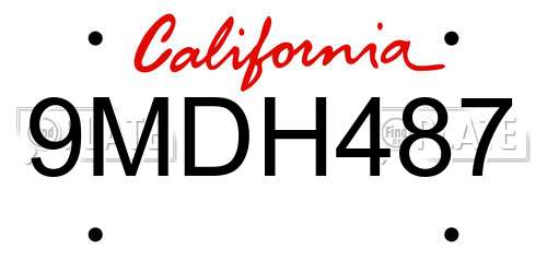 9MDH487 California License Plate