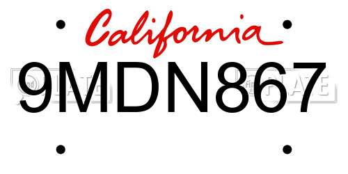 9MDN867 California License Plate