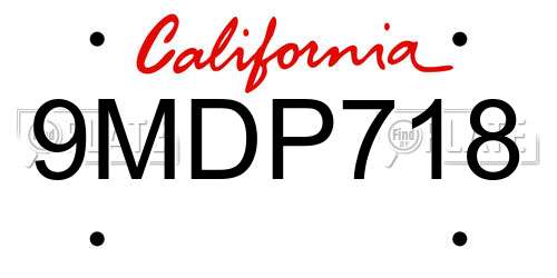 9MDP718 California License Plate