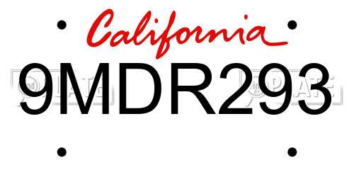 9MDR293 California License Plate