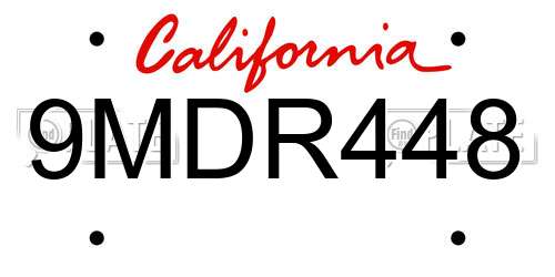 9MDR448 California License Plate