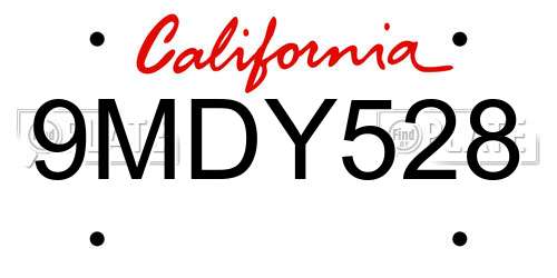9MDY528 California License Plate