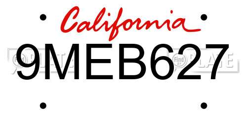 9MEB627 California License Plate