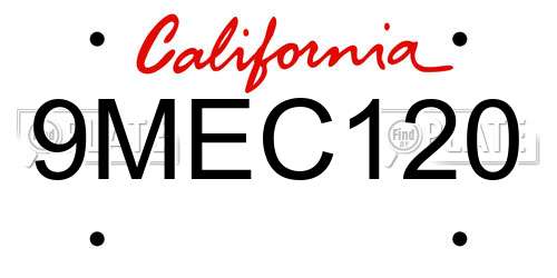 9MEC120 California License Plate