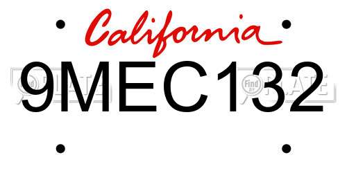 9MEC132 California License Plate