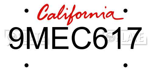 9MEC617 California License Plate