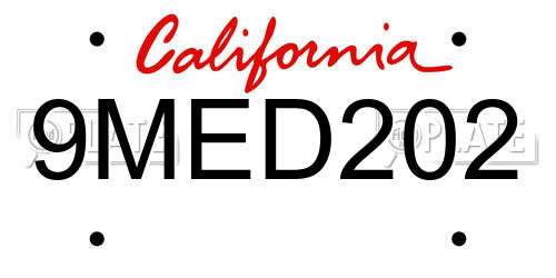 9MED202 California License Plate