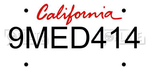 9MED414 California License Plate