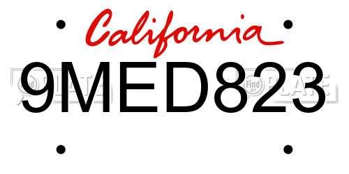9MED823 California License Plate