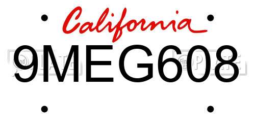 9MEG608 California License Plate