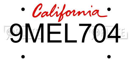 9MEL704 California License Plate