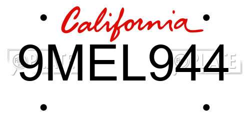 9MEL944 California License Plate