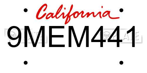 9MEM441 California License Plate