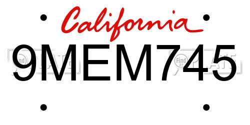 9MEM745 California License Plate