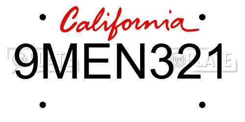 9MEN321 California License Plate