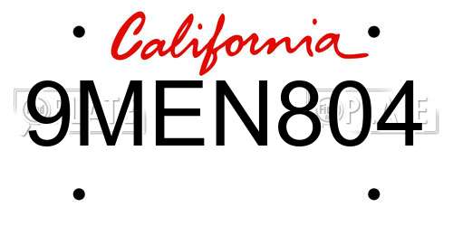 9MEN804 California License Plate