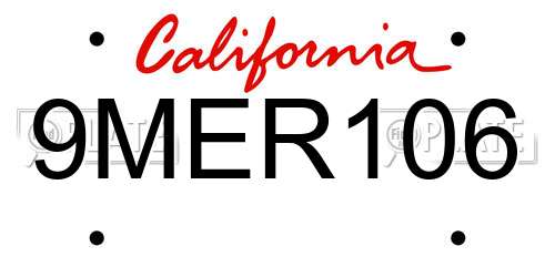 9MER106 California License Plate