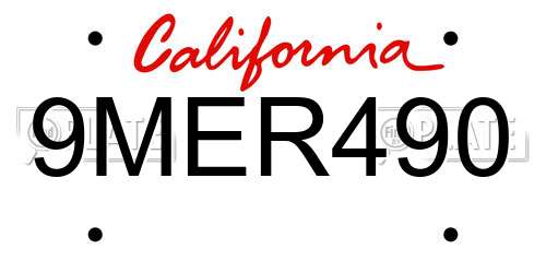 9MER490 California License Plate
