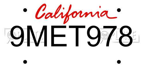 9MET978 California License Plate