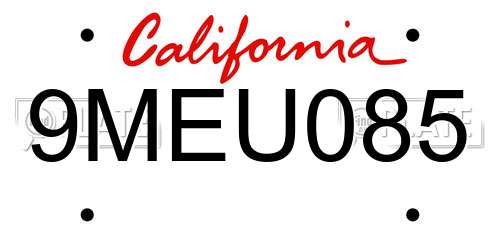9MEU085 California License Plate