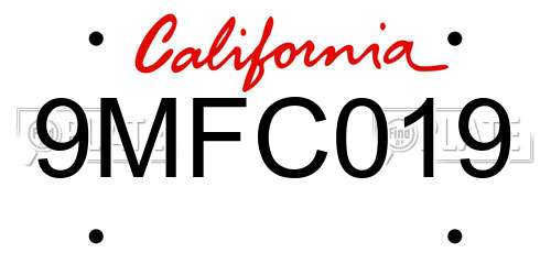 9MFC019 California License Plate