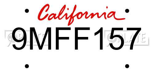 9MFF157 California License Plate