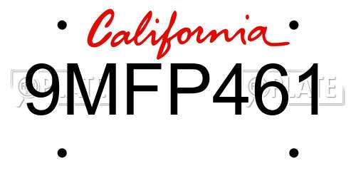 9MFP461 California License Plate