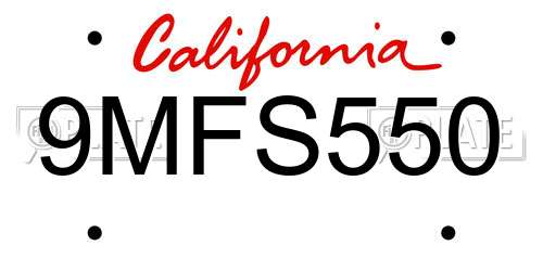 9MFS550 California License Plate